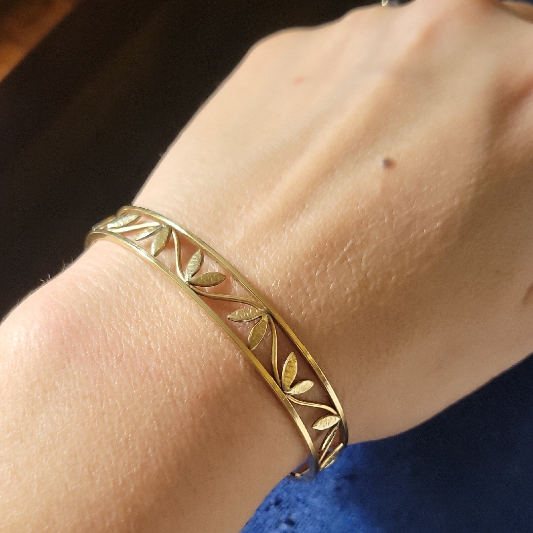 Vintage Krementz Gold Filled Gf Plant Leaf Cuff Bracelet 7in